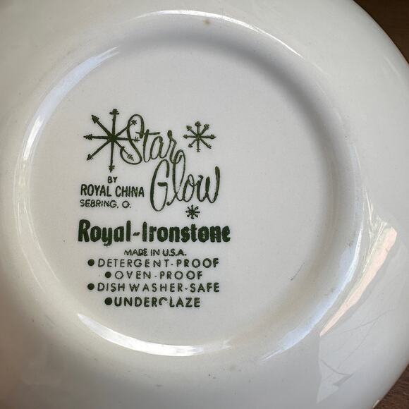 Set of 3 Vtg Star Glow Royal China Sebring Saucers Atomic Starburst MCM - Picture 2 of 5